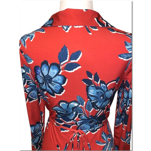 Zara Red and Blue Floral Long Sleeve Maxi Dress Size Medium NWT - Picture 6 of 10